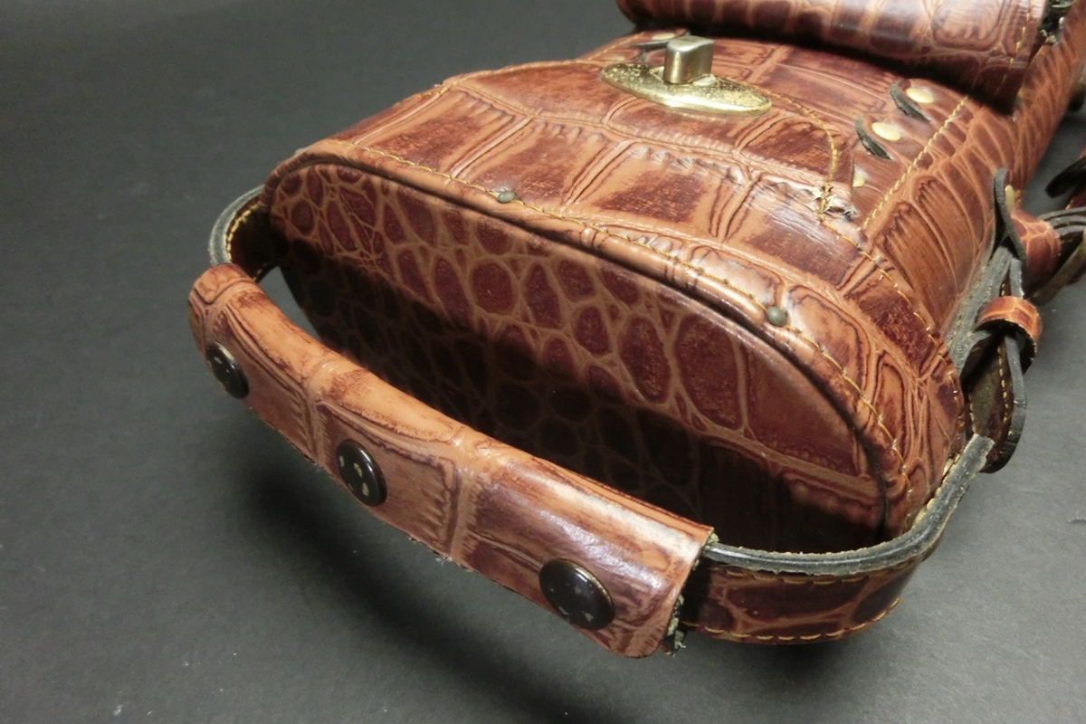 31650 メーカー不明 茶クロコ型押 キューケース 2B4S 合皮 ビリヤード ケース SPIDER