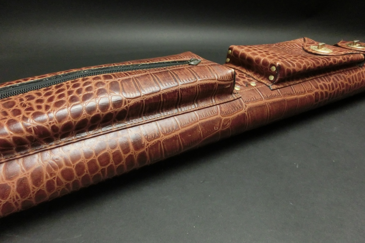 31650 メーカー不明 茶クロコ型押 キューケース 2B4S 合皮 ビリヤード ケース SPIDER