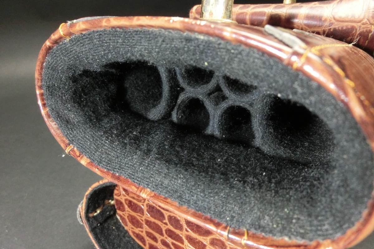 31650 メーカー不明 茶クロコ型押 キューケース 2B4S 合皮 ビリヤード ケース SPIDER