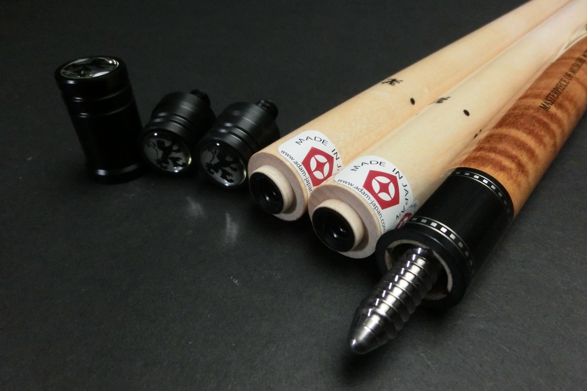 【ヤフオク出品中】15725 未使用 ムサシ Musashi 3C キャロム IM-8P-TON84 角芯 2シャフト ビリヤード キュー カスタム SPIDER□