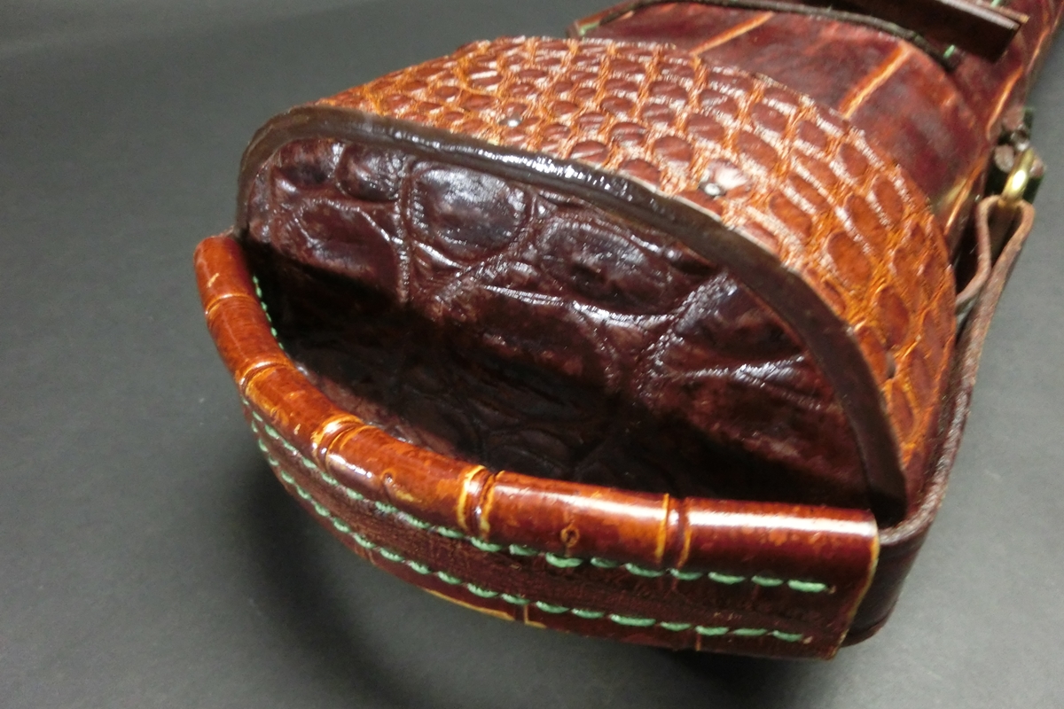 31652 ヴォルツーリ Volturi キューケース 4B6S クロコ 茶 緑ステッチ ビリヤード ケース SPIDER