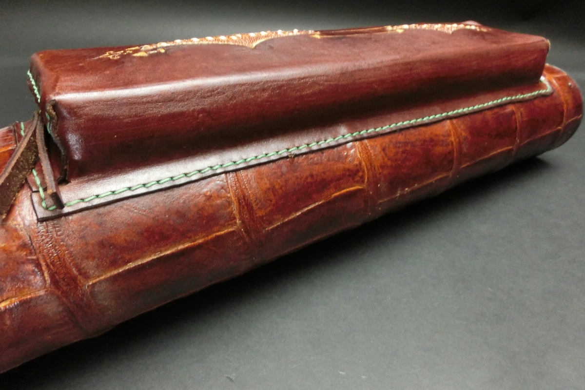 31652 ヴォルツーリ Volturi キューケース 4B6S クロコ 茶 緑ステッチ ビリヤード ケース SPIDER