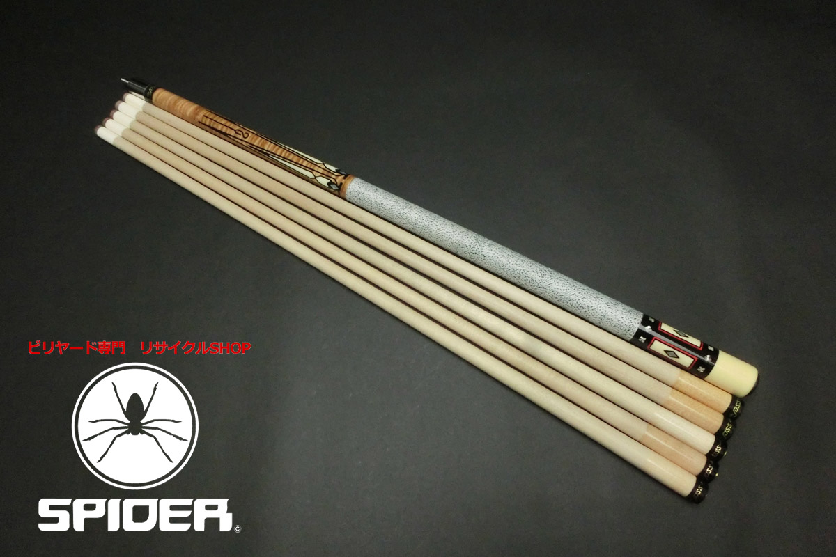 【ヤフオク出品中】15645 レア ジョス Joss オールド 金ロゴ ノーマル 5シャフト ビリヤード キュー CUE SPIDER