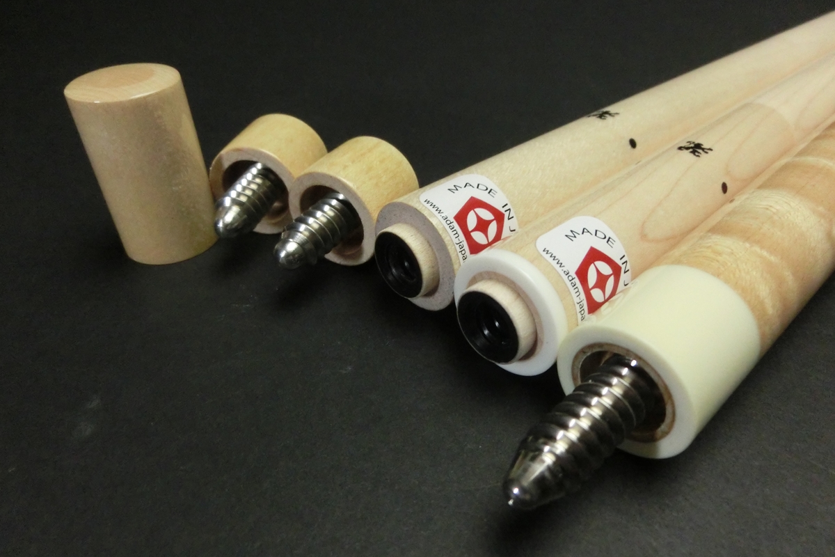 【ヤフオク出品中】15686 美品 ムサシ Musashi 3C 角芯 タケノコ 430-1 2シャフト ビリヤード キュー キャロム SPIDER□