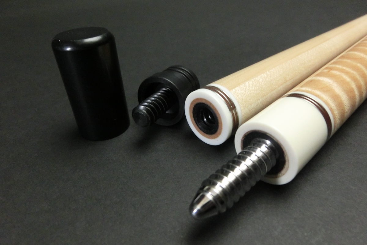 15218 状態良 アダム Adam 別注品 カーリーメープル VIsolid8 118g 革巻き 10山 キュー ハイテク CUE SPIDER