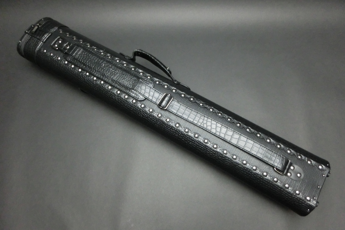31555 ノンブランド 合皮黒 ハードケース 2B4S クロコ型押し 樹脂内装 キューケース ビリヤード ケース SPIDER